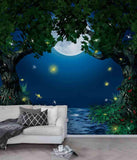 3D Tree Moon Dragonfly Night Wall Mural Wallpaper 09- Jess Art Decoration