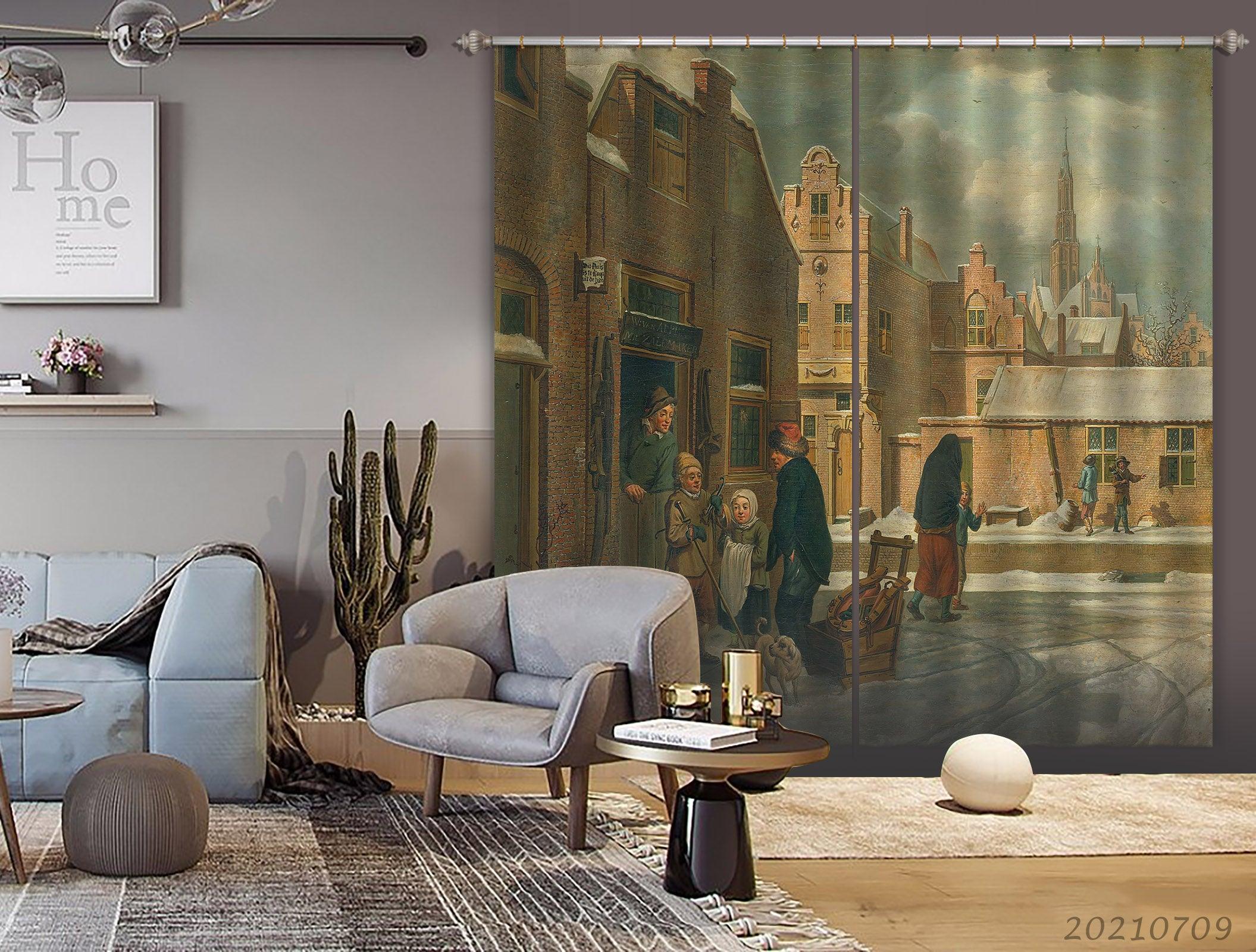 3D Landscape Oil Painting Curtains and Drapes LQH 80- Jess Art Decoration