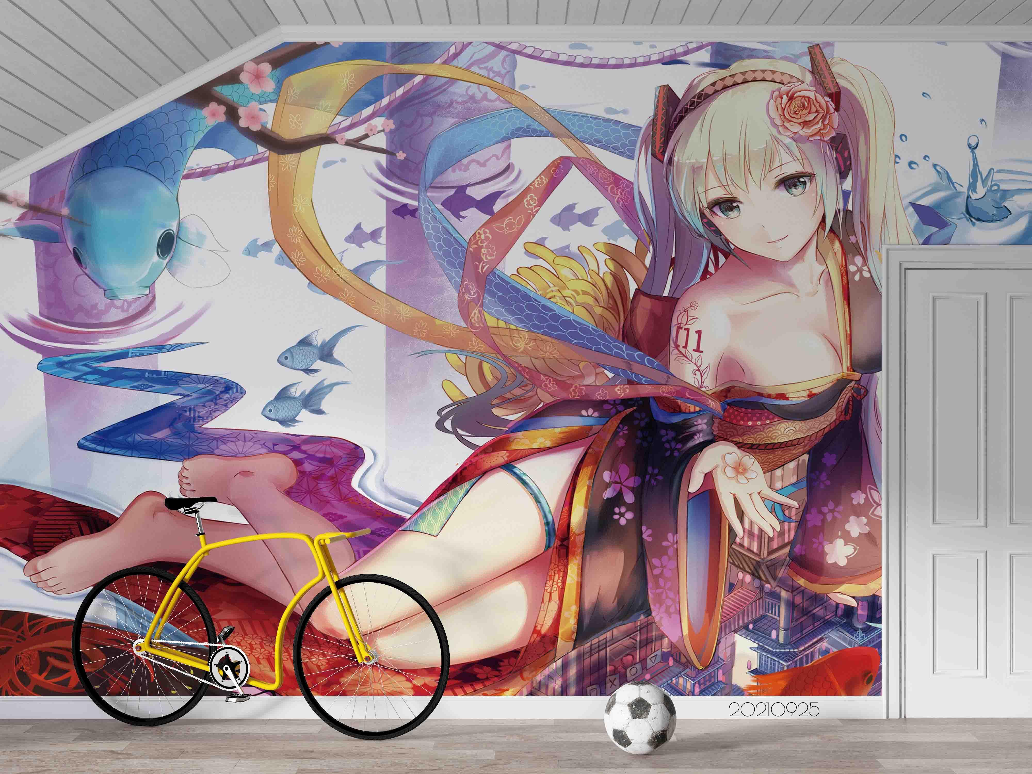 3D Anime Girl Character colourful anime girl character mural wall mural wallpaper for teen room - view 3