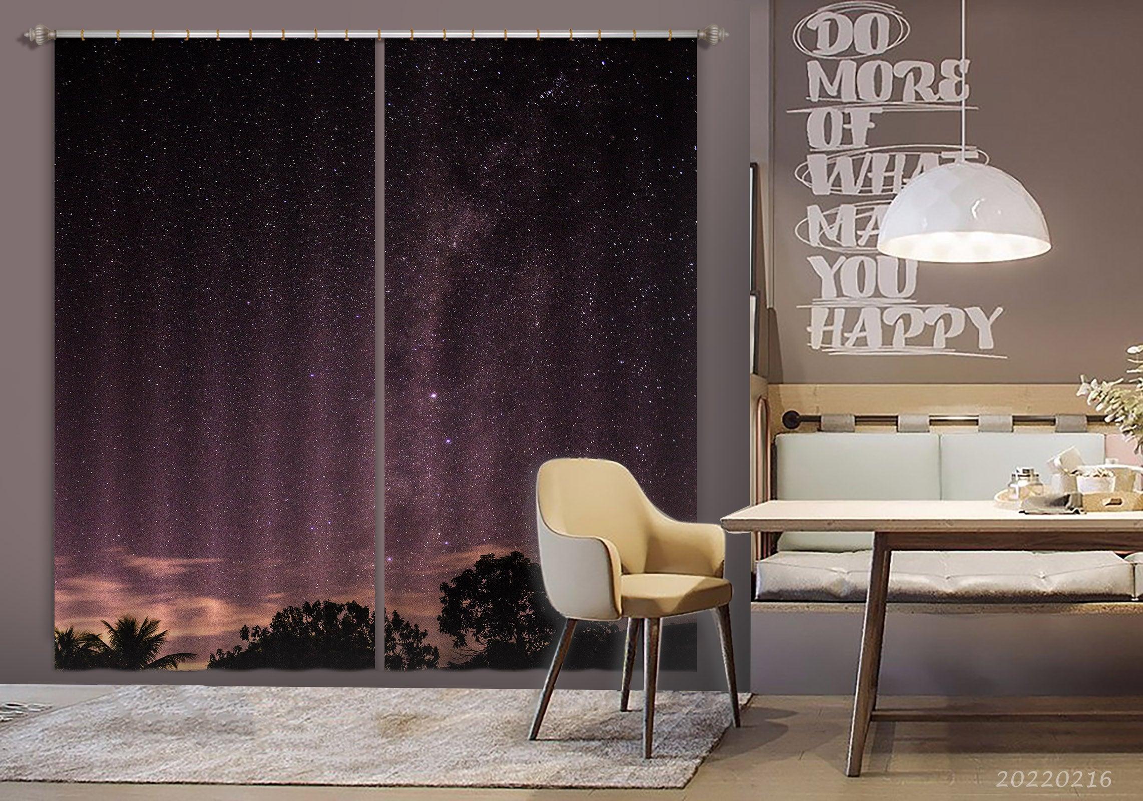 3D Tree Milky Way Star Night Curtains and Drapes GD 2127- Jess Art Decoration