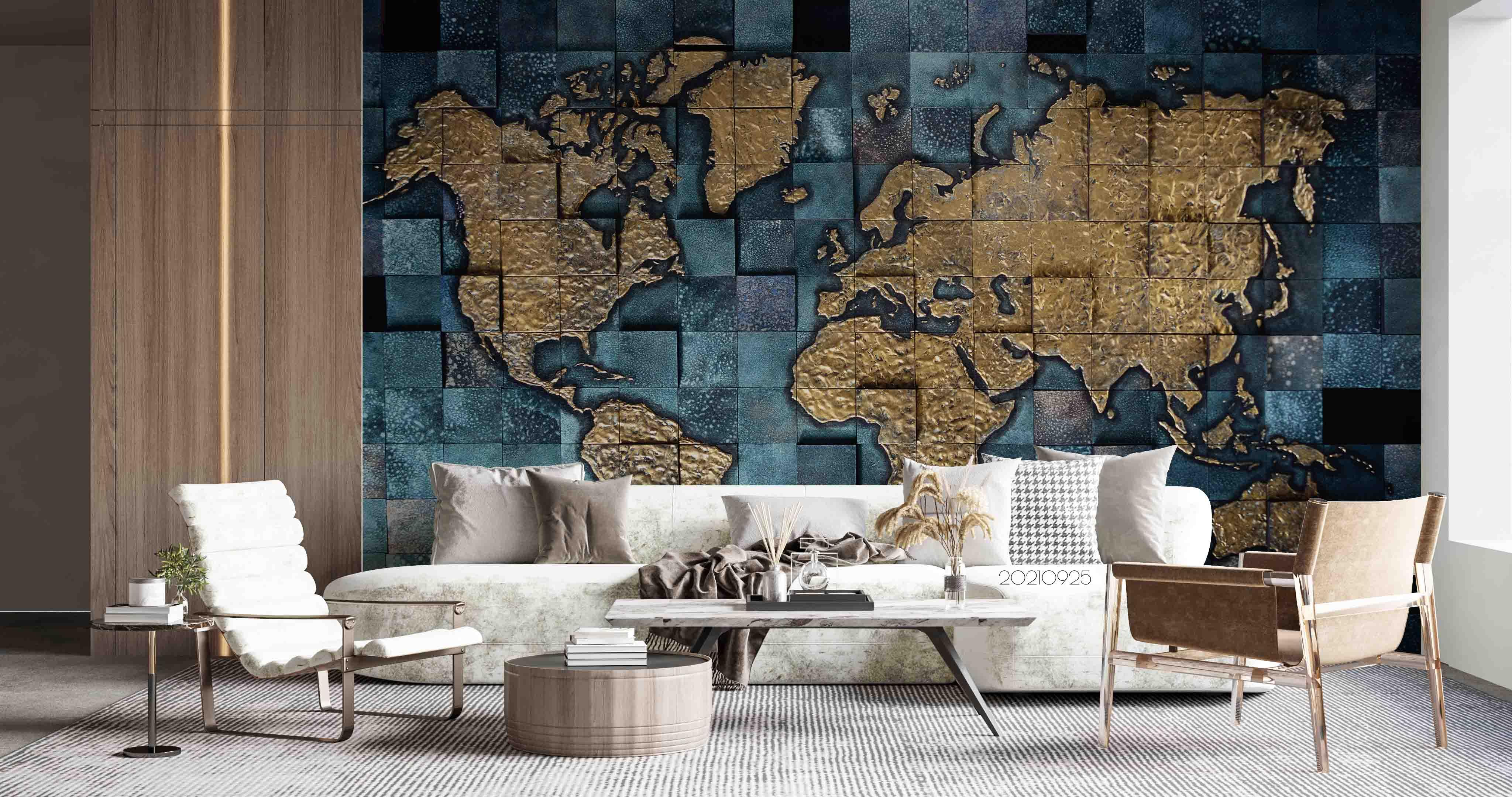 3D Abstract World Map Wall Mural Wallpaper LQH 228- Jess Art Decoration