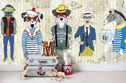 3D Cartoon Animals Dogs Cloth Floral Wall Mural Wallpaper 36- Jess Art Decoration