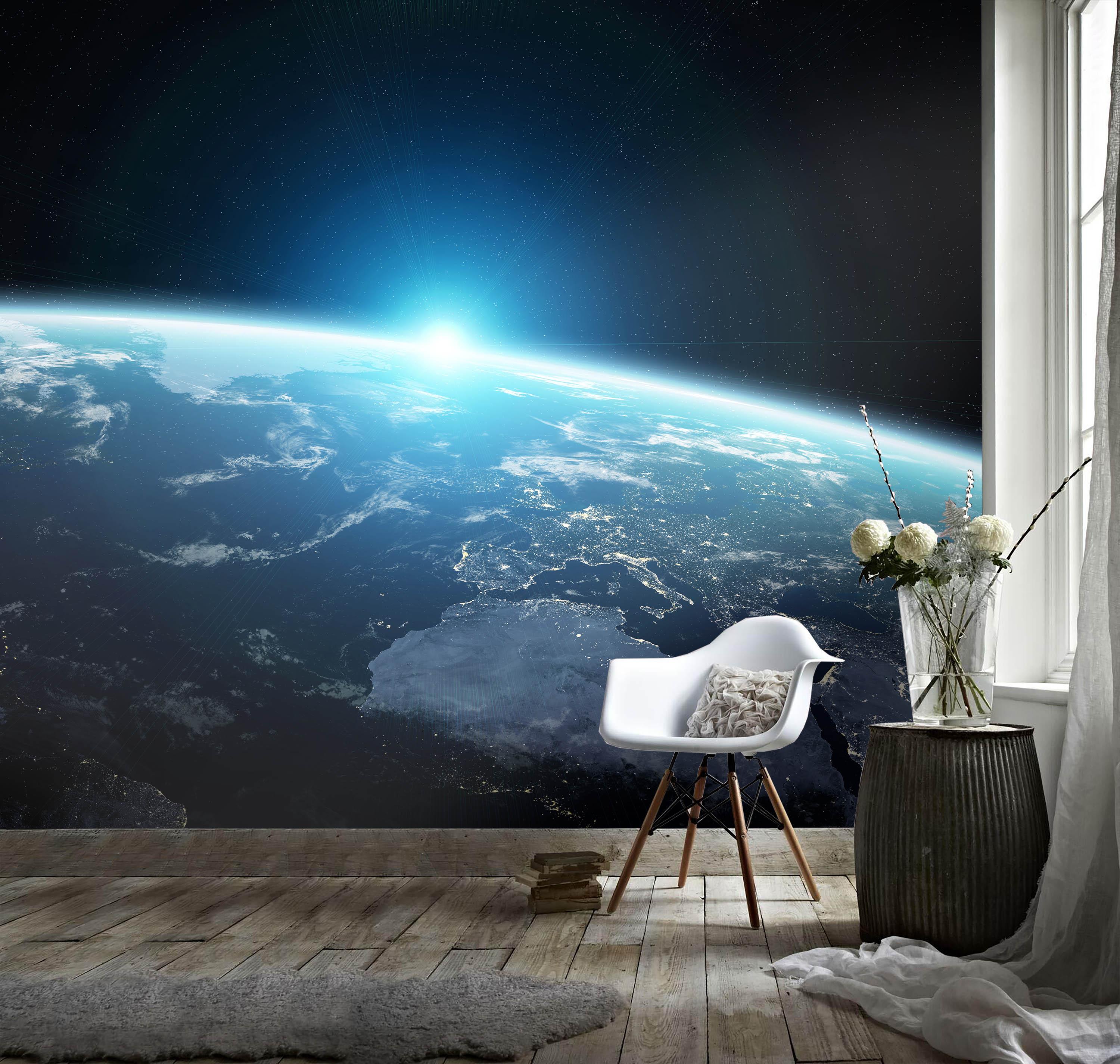 3D Blue Earth Cosmic Sunrise Wall Mural Wallpaper 147- Jess Art Decoration