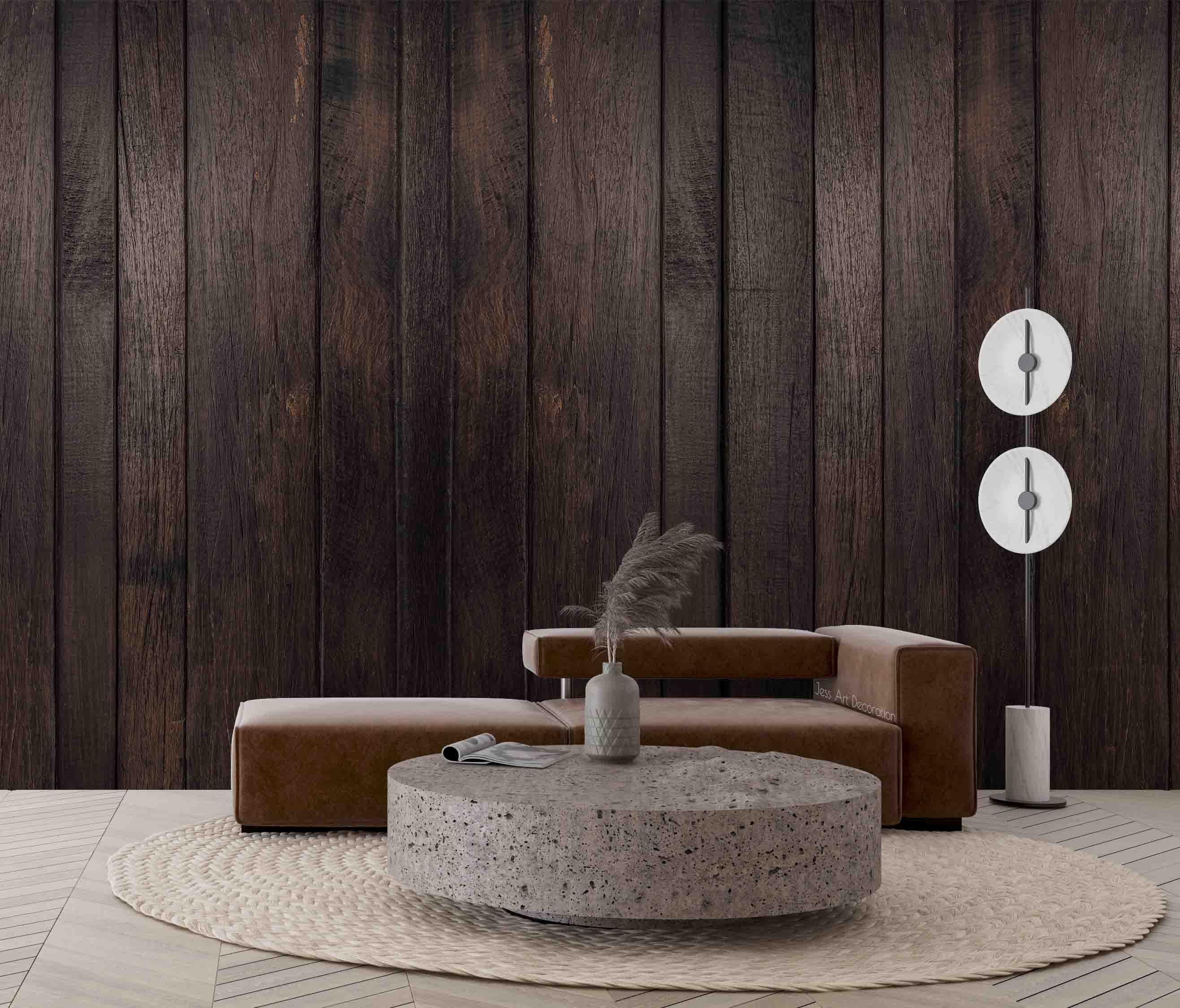 3D Dark Brown Wooden Board Wall Mural Wallpaper GD 2716- Jess Art Decoration