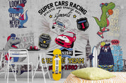 3D Abstract Cars Racing Wall Mural Wallpaper WJ 2167- Jess Art Decoration