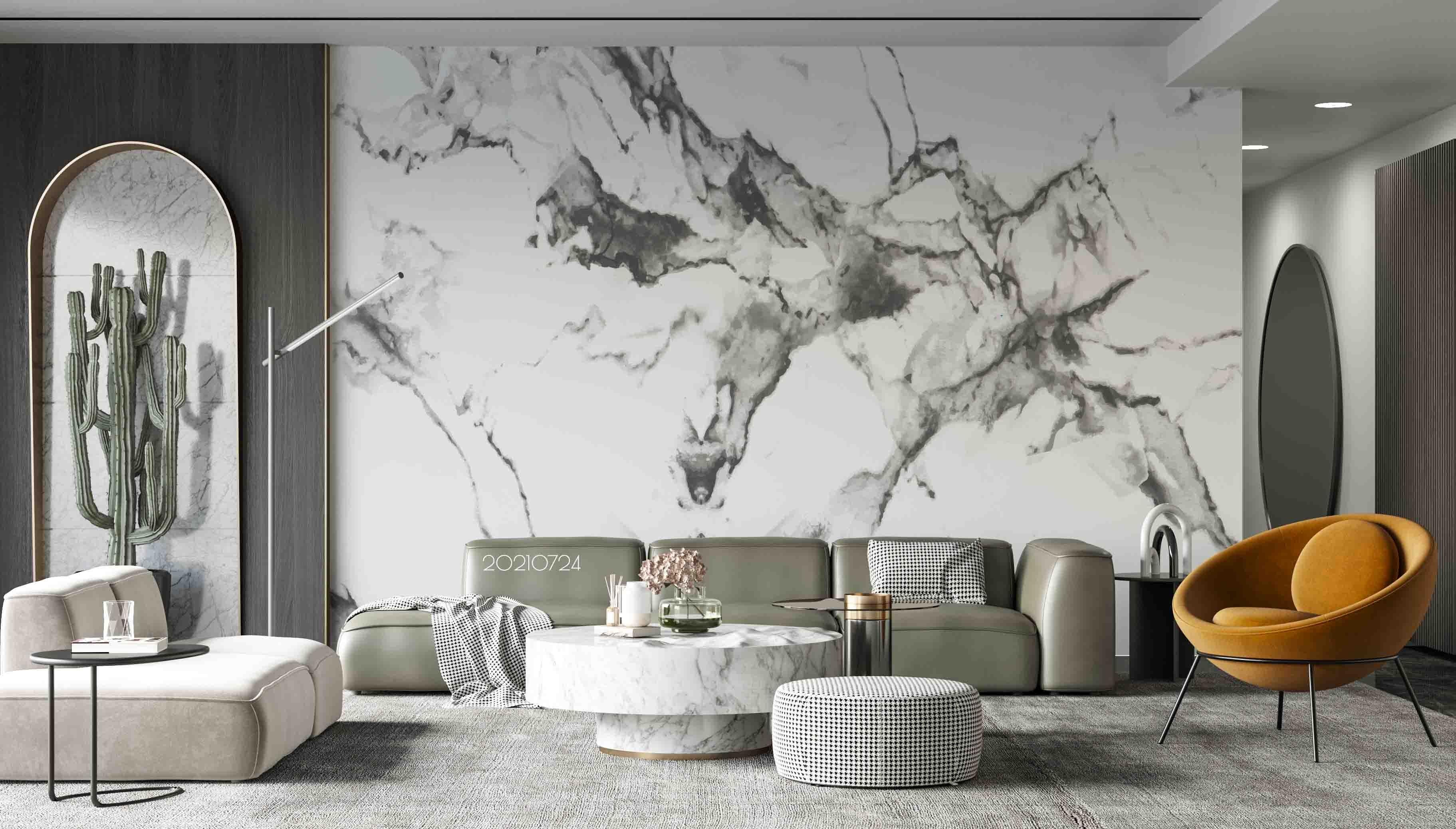 3D White Black Marble Texture Wall Mural Wallpaper SWW3671- Jess Art Decoration