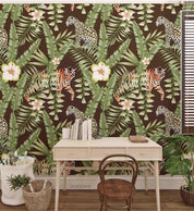 3D Hand Drawn White Floral Green Leaves Plant Wall Mural Wallpaper LXL- Jess Art Decoration