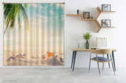 3D Tropical Sky Beach Palm Curtains and Drapes LQH 459- Jess Art Decoration