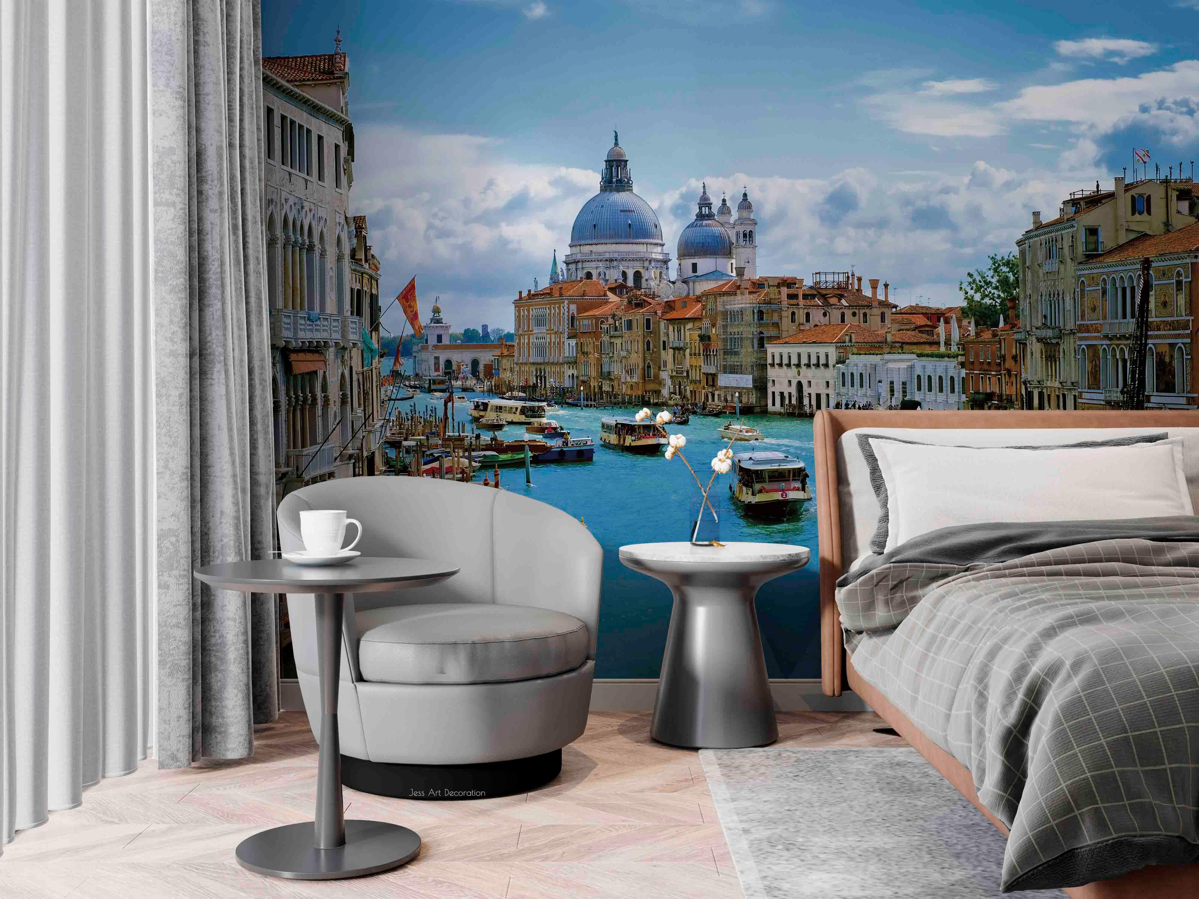 3D Europe City Building Canal Ship Wall Mural Wallpaper GD 3179- Jess Art Decoration