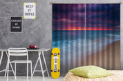 3D Ocean Beach Orange Skyline Cloudy Curtains and Drapes GD 3965- Jess Art Decoration