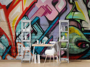 Abstract Graffiti Colorful Pattern Wallpaper urban graffiti wall mural for teen room, studio or feature wall - view 4