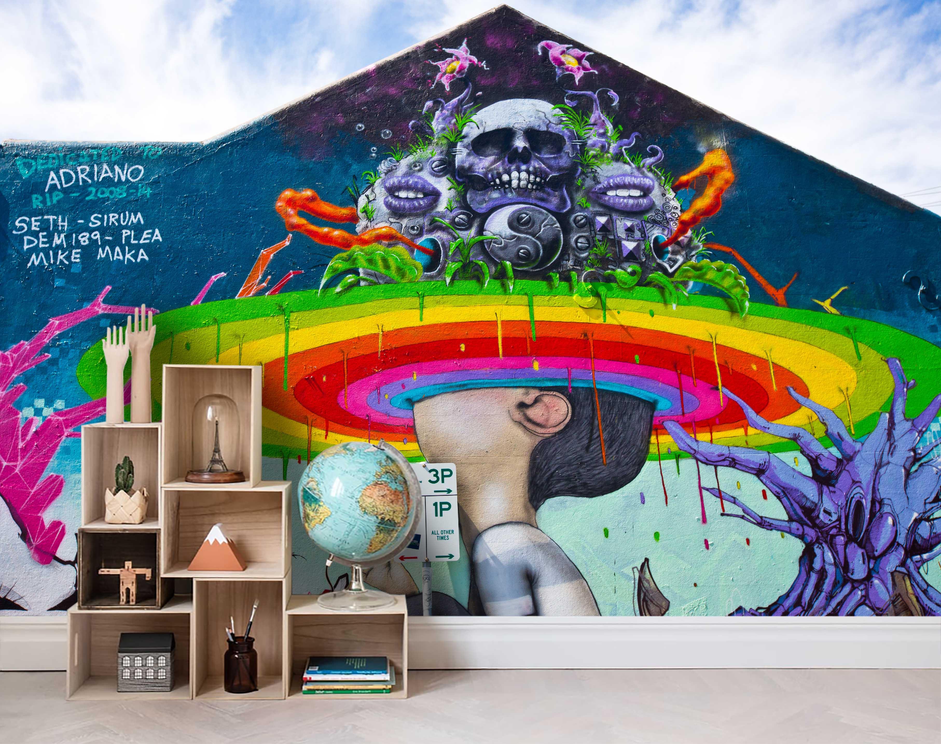 3D Alien Graffiti Wall Mural Wallpaper 4- Jess Art Decoration