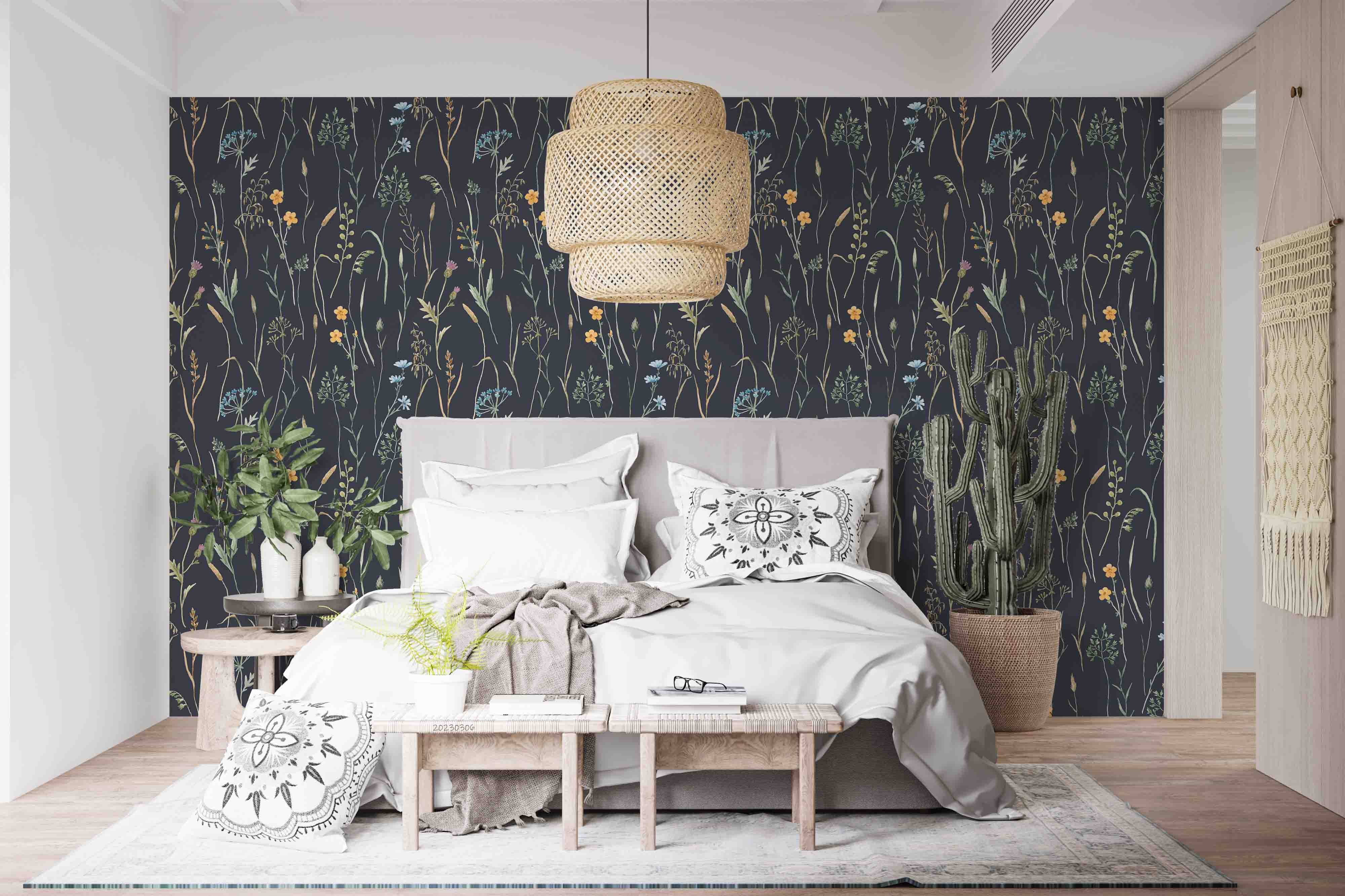 3D Watercolor Wild Herb Floral Wall Mural Wallpaper GD 1647- Jess Art Decoration