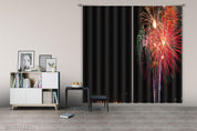 3D Colorful Fireworks Black Background Curtains and Drapes GD 2364- Jess Art Decoration