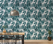 3D Vintage Tropical Leaves Dark Green Wall Mural Wallpaper GD 1258- Jess Art Decoration