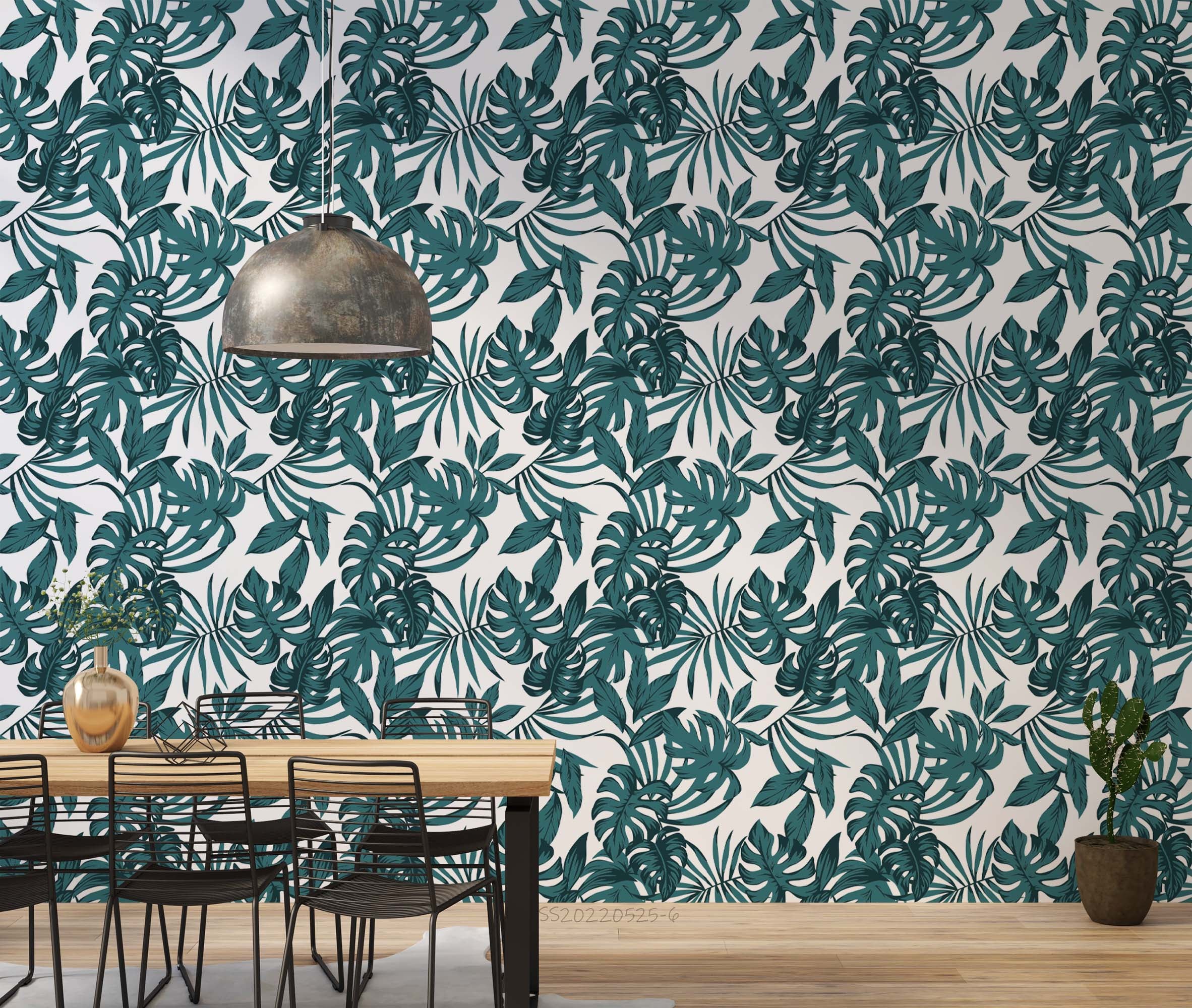 3D Vintage Tropical Leaves Dark Green Wall Mural Wallpaper GD 1258- Jess Art Decoration