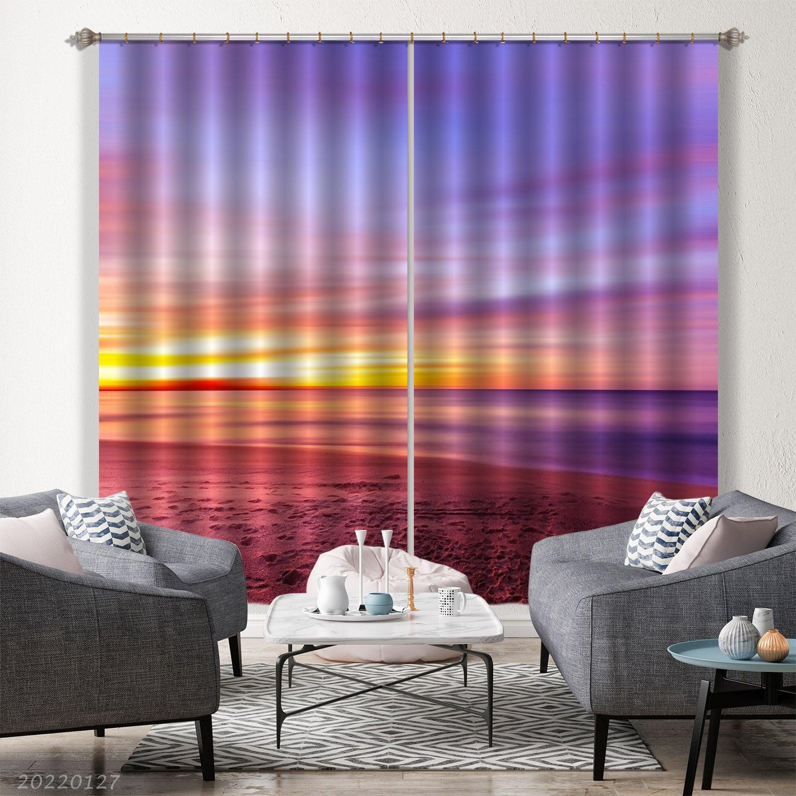 3D Beach Colorful Sky Sea Surface Curtains and Drapes GD 1479- Jess Art Decoration
