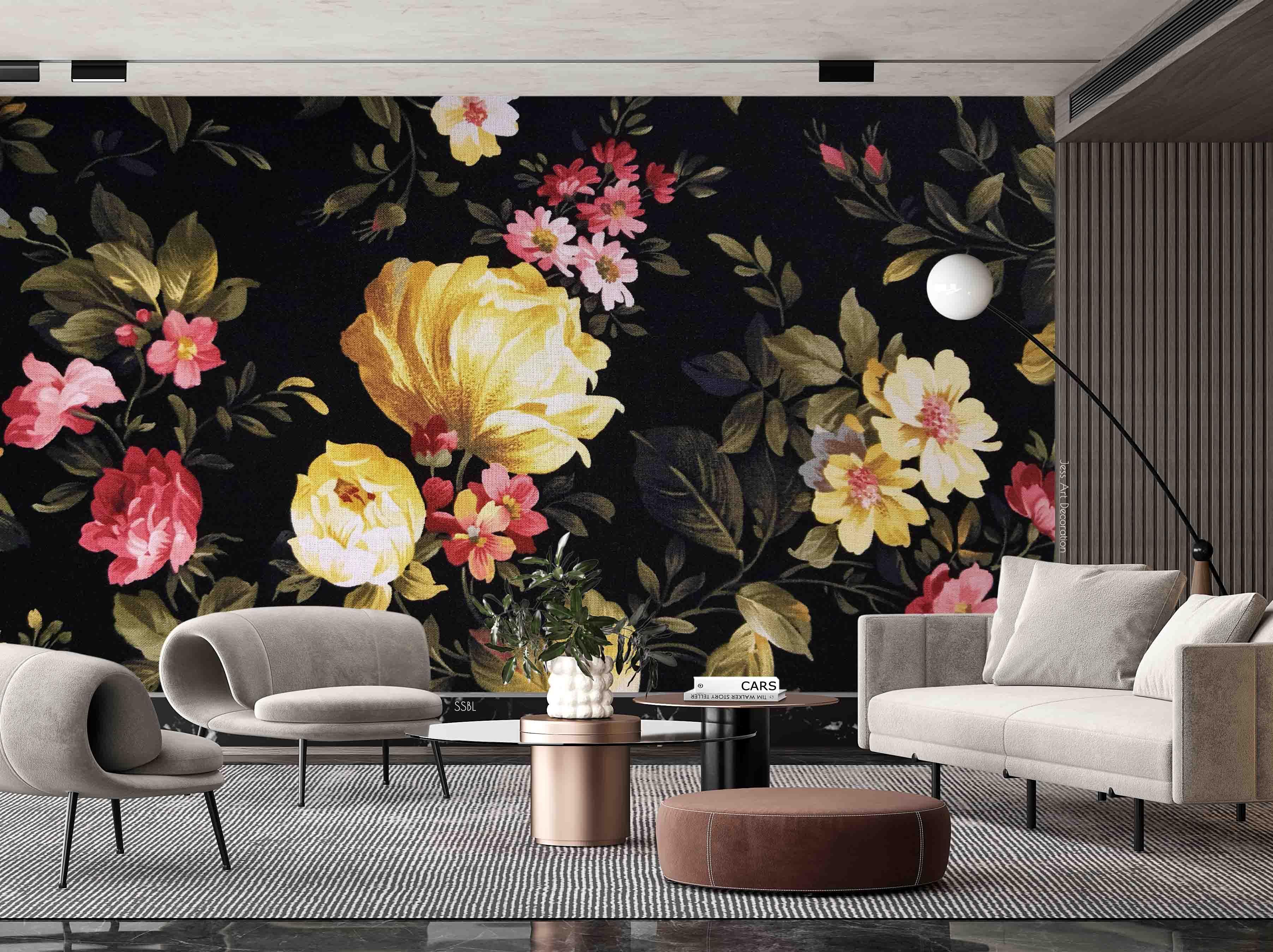 3D Vintage Yellow Peony Leaves Pattern Wall Mural Wallpaper GD 3628- Jess Art Decoration