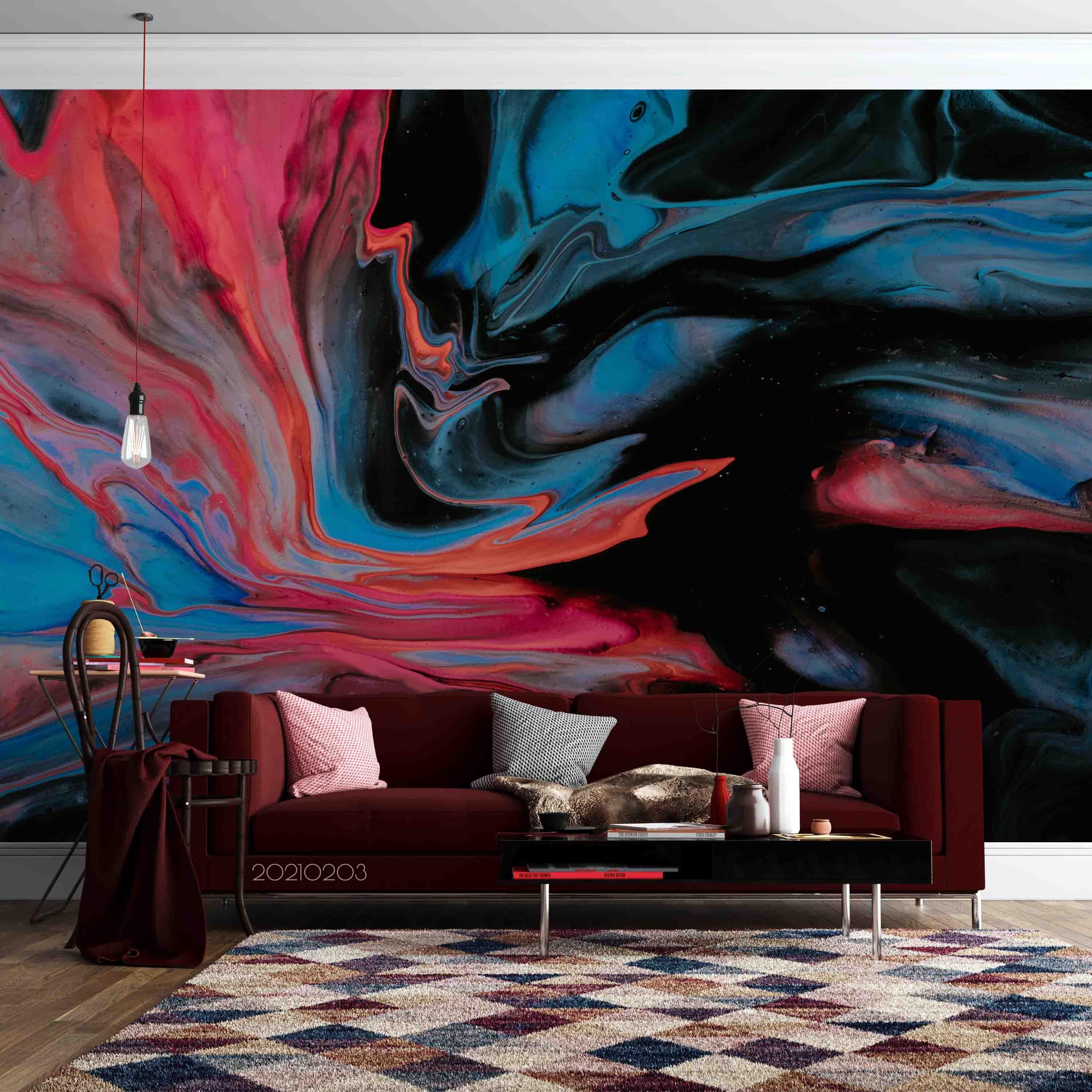 3D Abstract Red Blue Marble Texture Wall Mural Wallpaper LQH 1- Jess Art Decoration