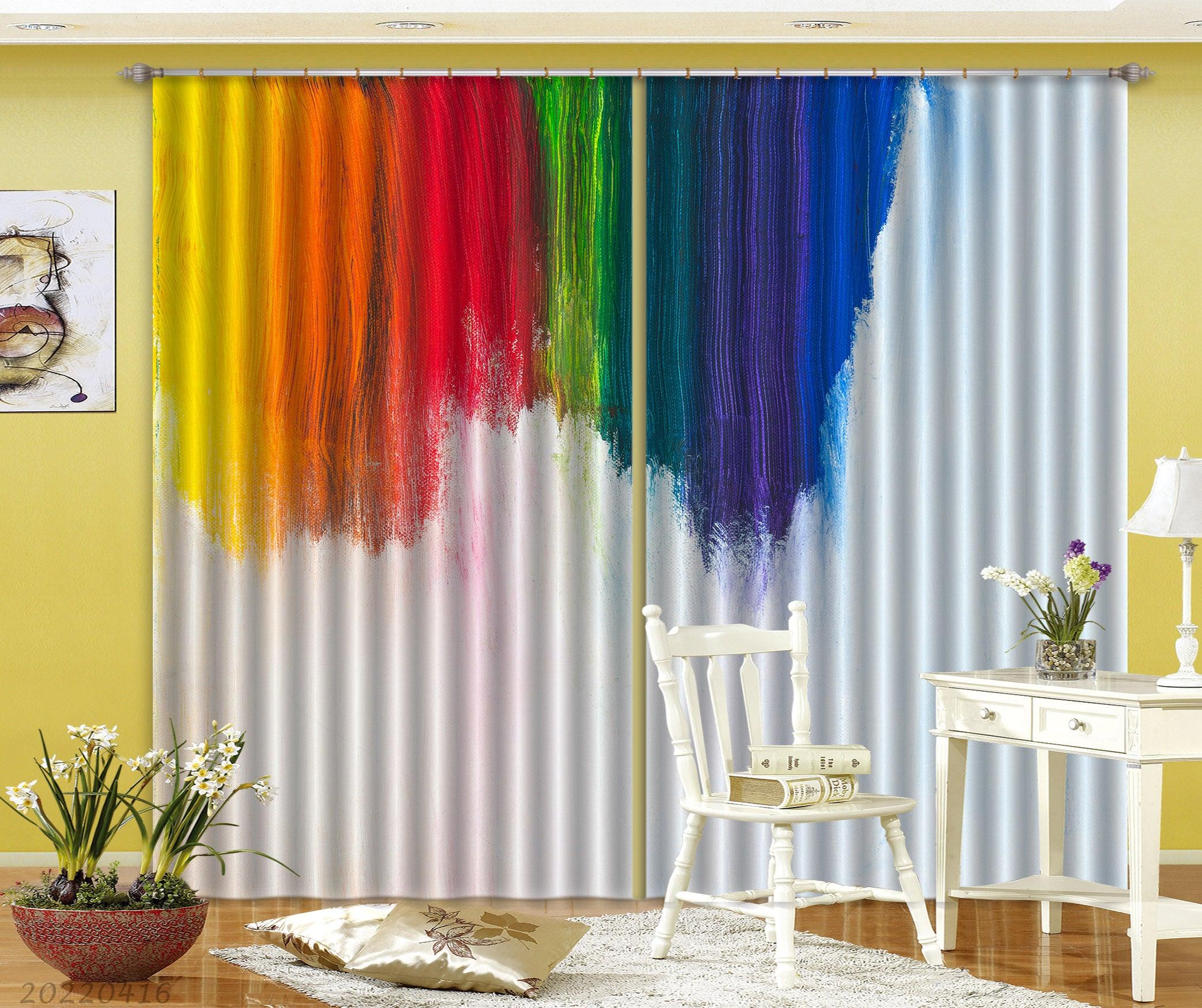 3D Abstract Colorful Paint Texture Pattern Curtains and Drapes GD 4422- Jess Art Decoration