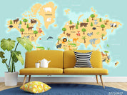3D World Map Kids Wall Mural Wallpaper LQH 160- Jess Art Decoration
