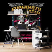3D Vintage Supermoto Rider Logo Drawing Wall Mural Wallpaper GD 3195- Jess Art Decoration