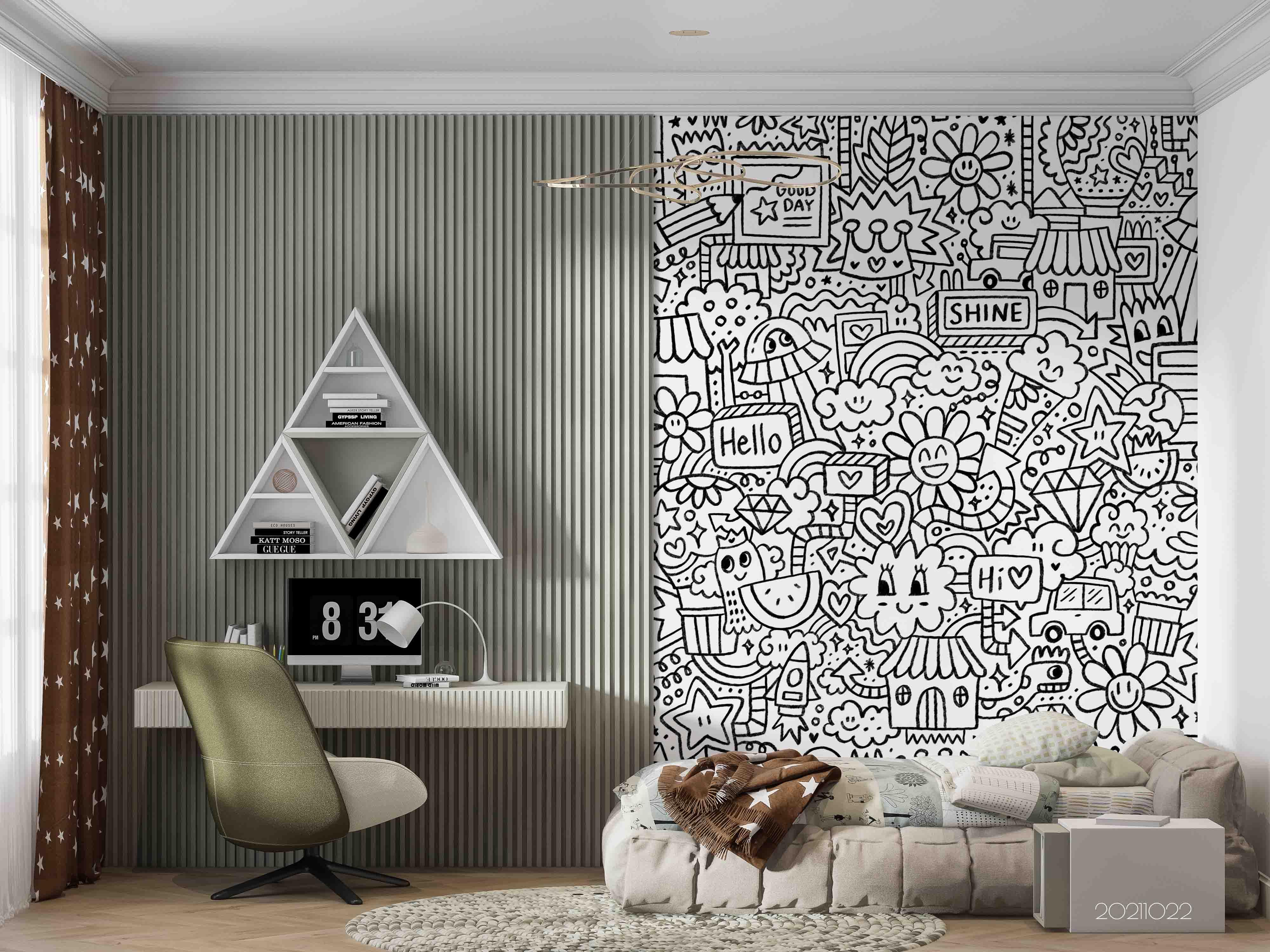 3D Cartoon Illustration Graffiti Wall Mural Wallpaper LQH 183- Jess Art Decoration