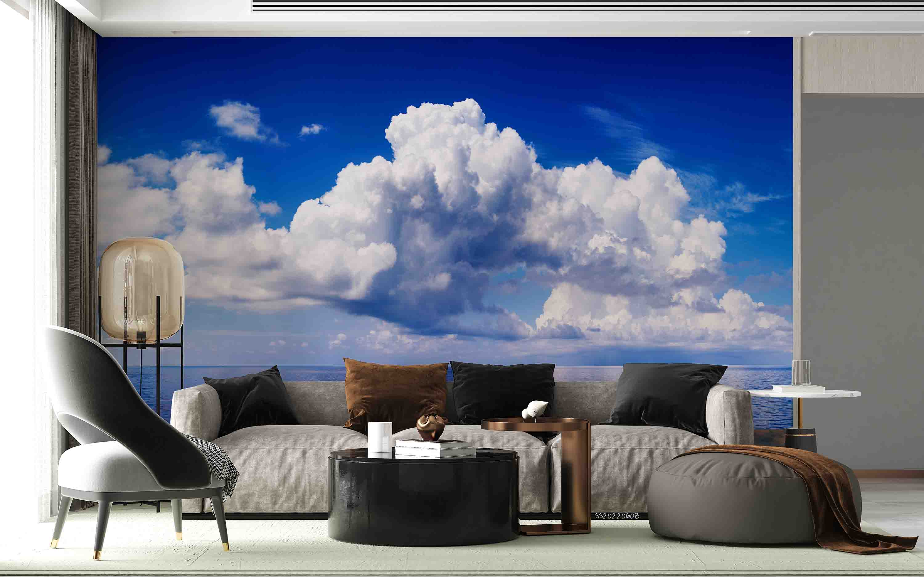 3D Summer Sea Blue Sky Cloud Scenery Wall Mural Wallpaper GD 471- Jess Art Decoration