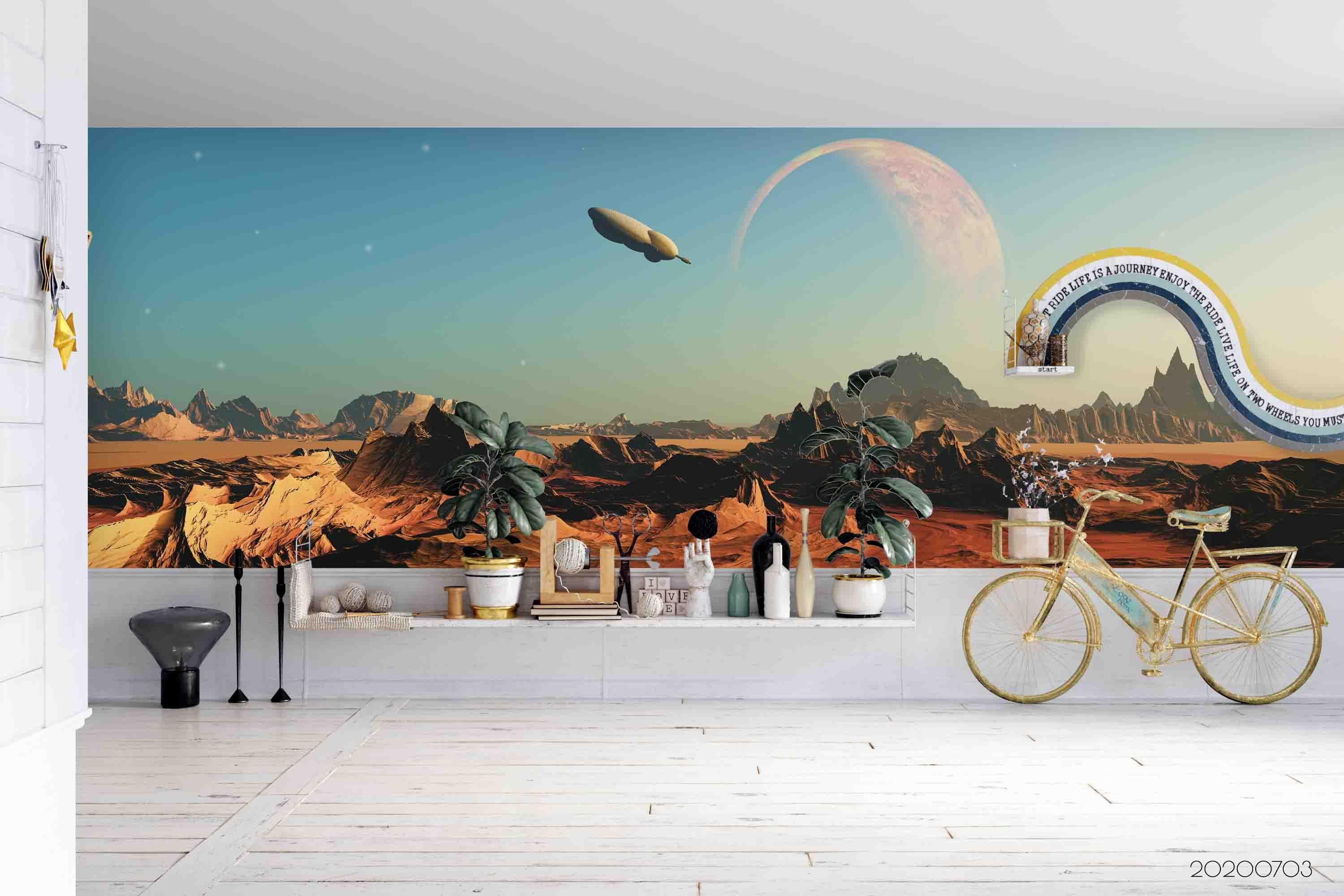 3D Space Mountain Aircraft Wall Mural Wallpaper SF89- Jess Art Decoration