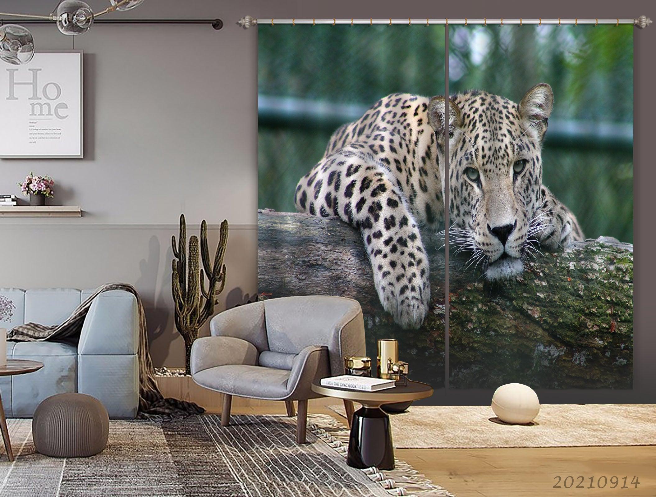 3D Zoo Animal Leopard Trunk Curtains and Drapes LQH 202- Jess Art Decoration