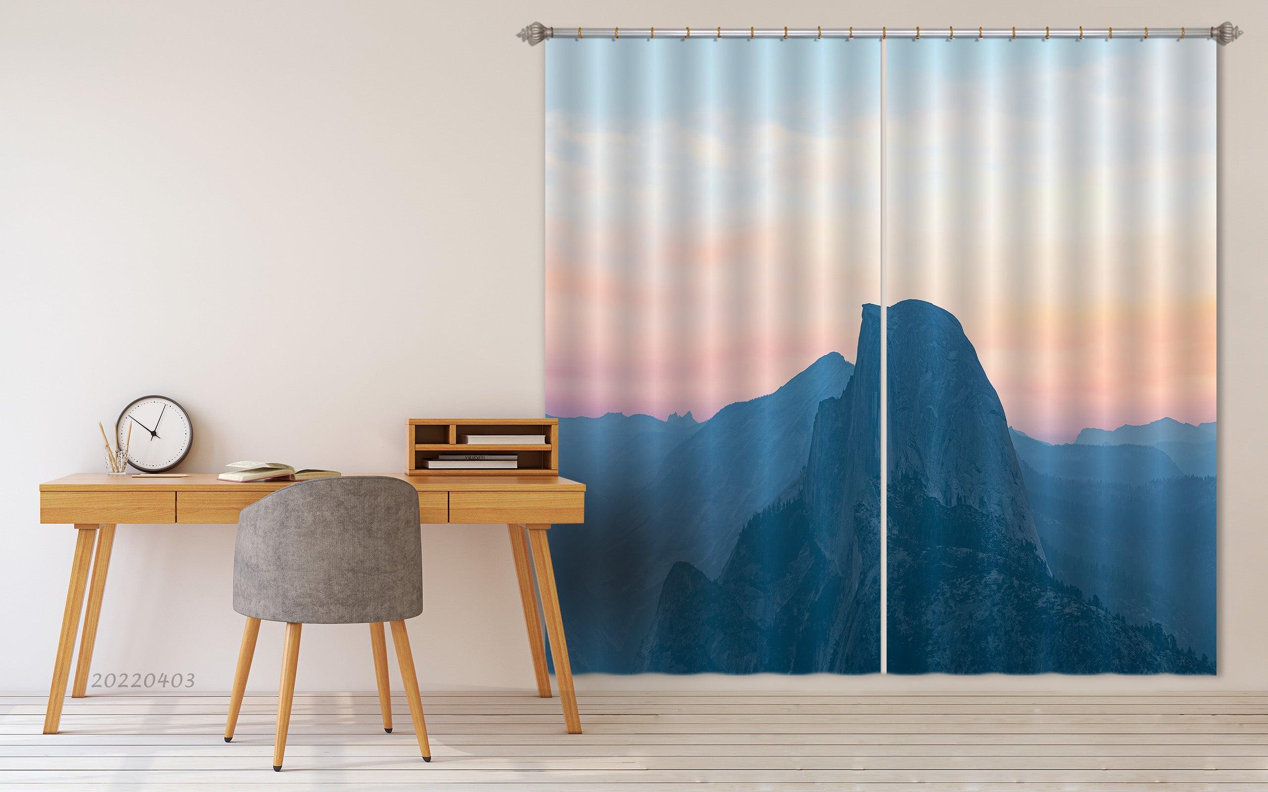 3D Landscape Mountain Peak Sunset Curtains and Drapes GD 3339- Jess Art Decoration