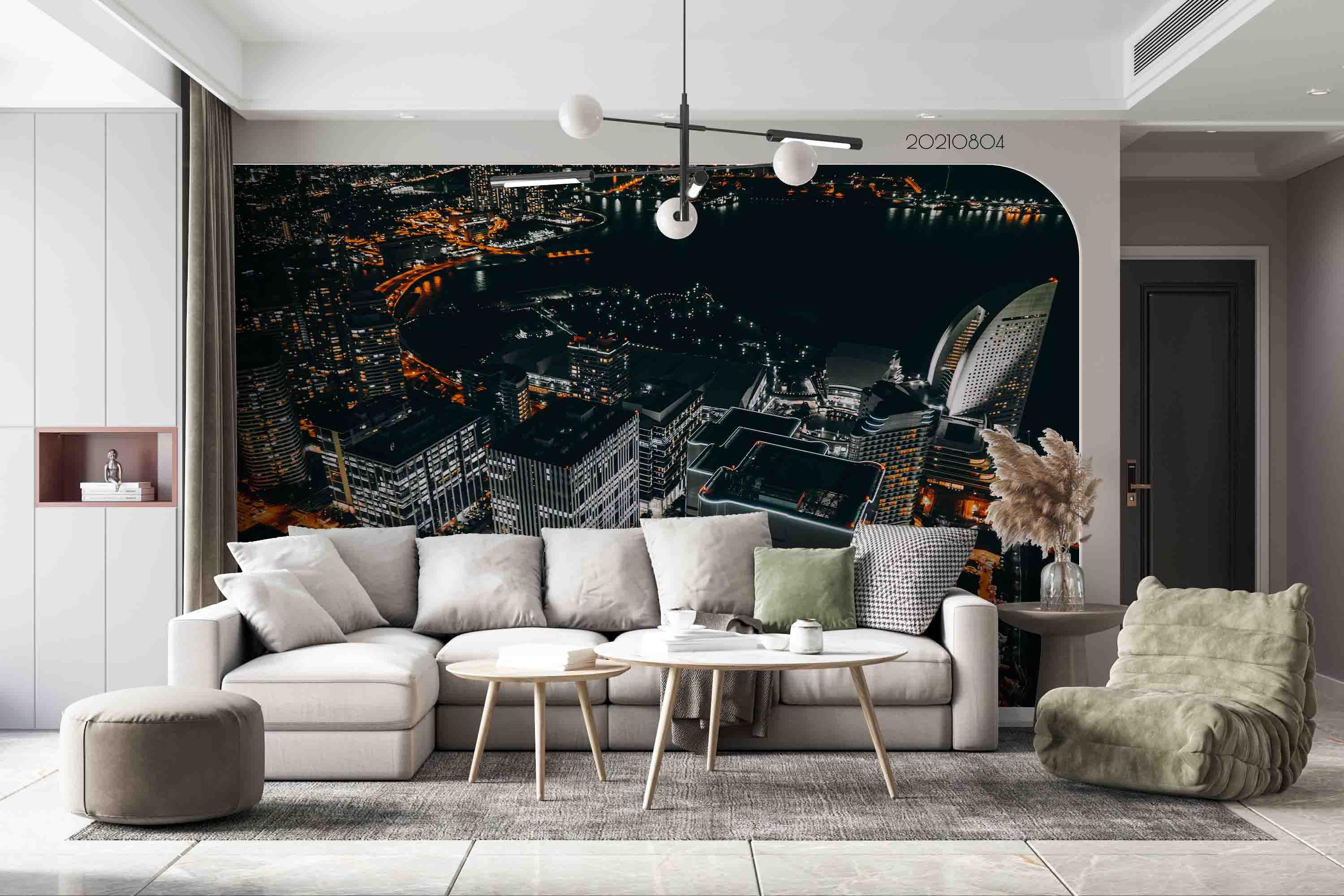 3D Overlooking Night View City Wall Mural Wallpaper SWW4976- Jess Art Decoration