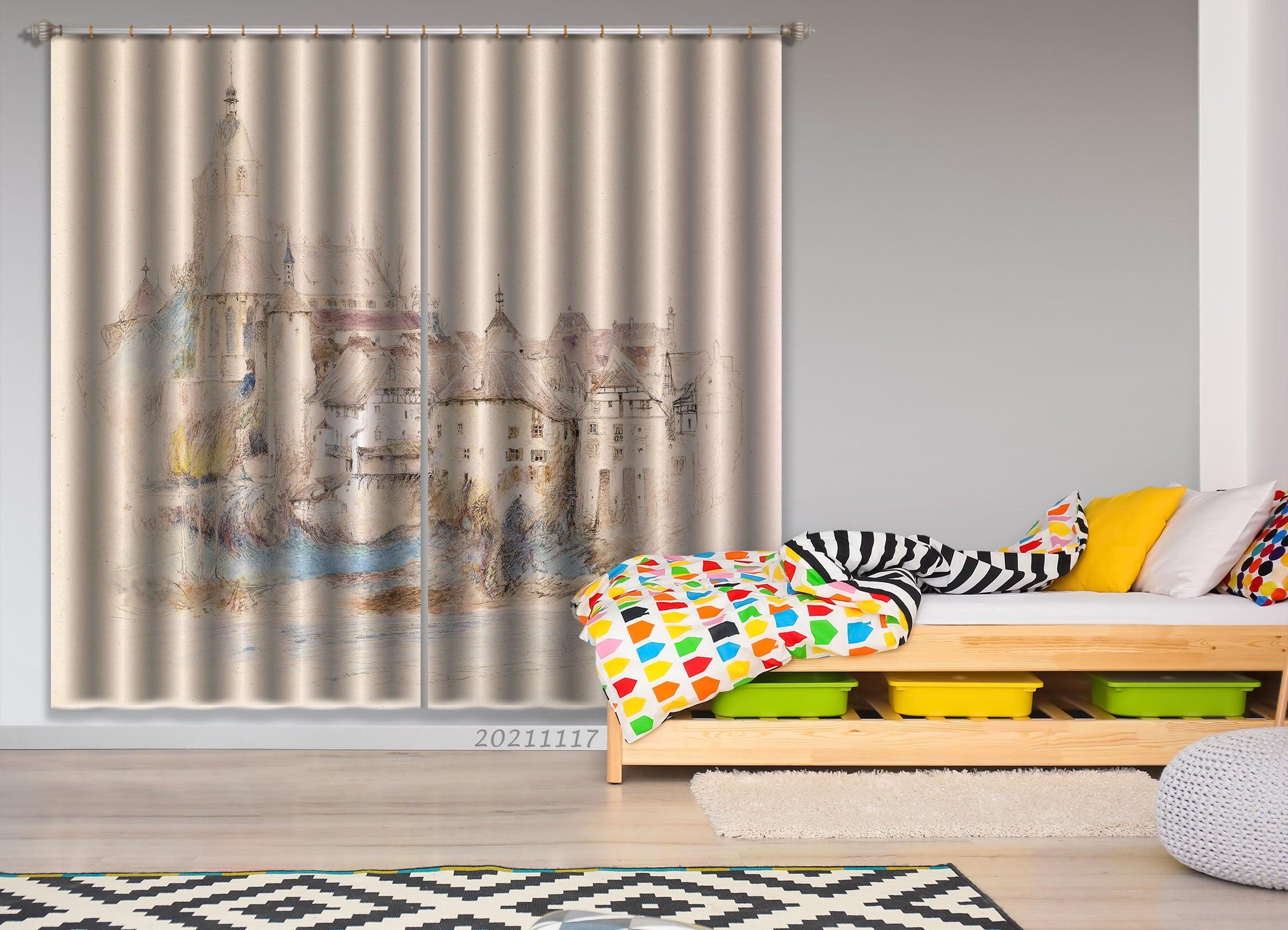 3D Landscape Oil Painting Curtains and Drapes LQH 34- Jess Art Decoration