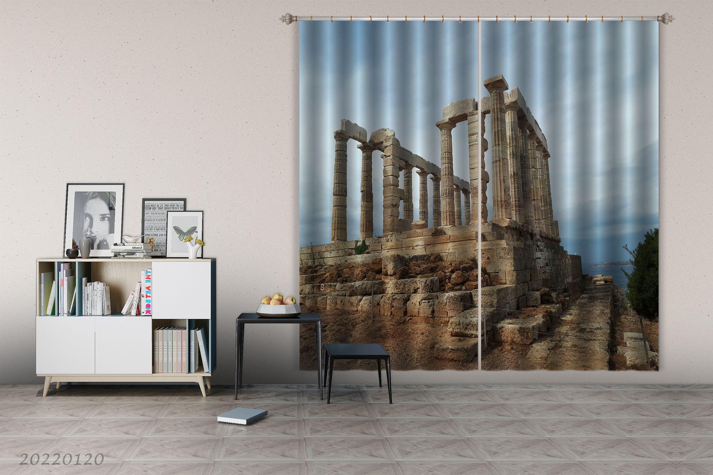 3D Roman Column Stairs Architecture Curtains and Drapes GD 1863- Jess Art Decoration