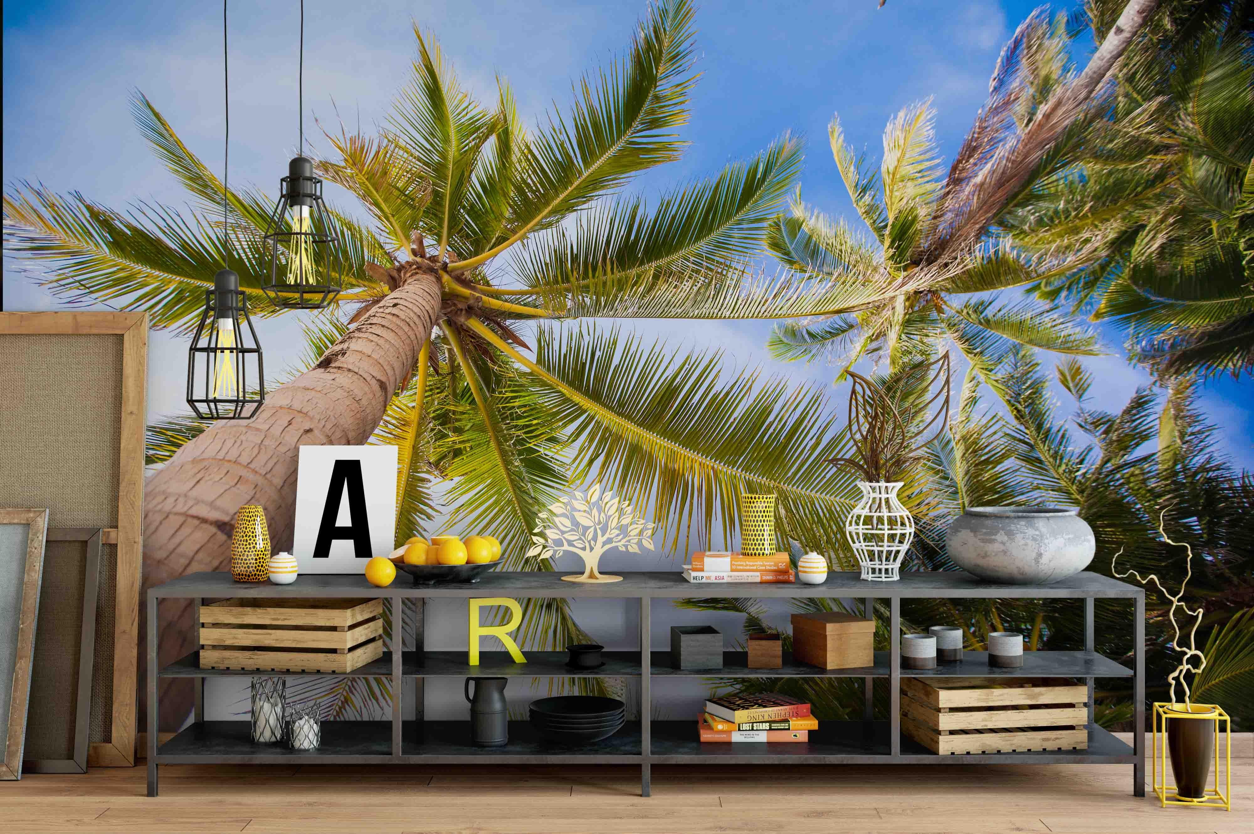 3D Blue Sky Coconut Tree Wall Mural Wallpaper 30- Jess Art Decoration