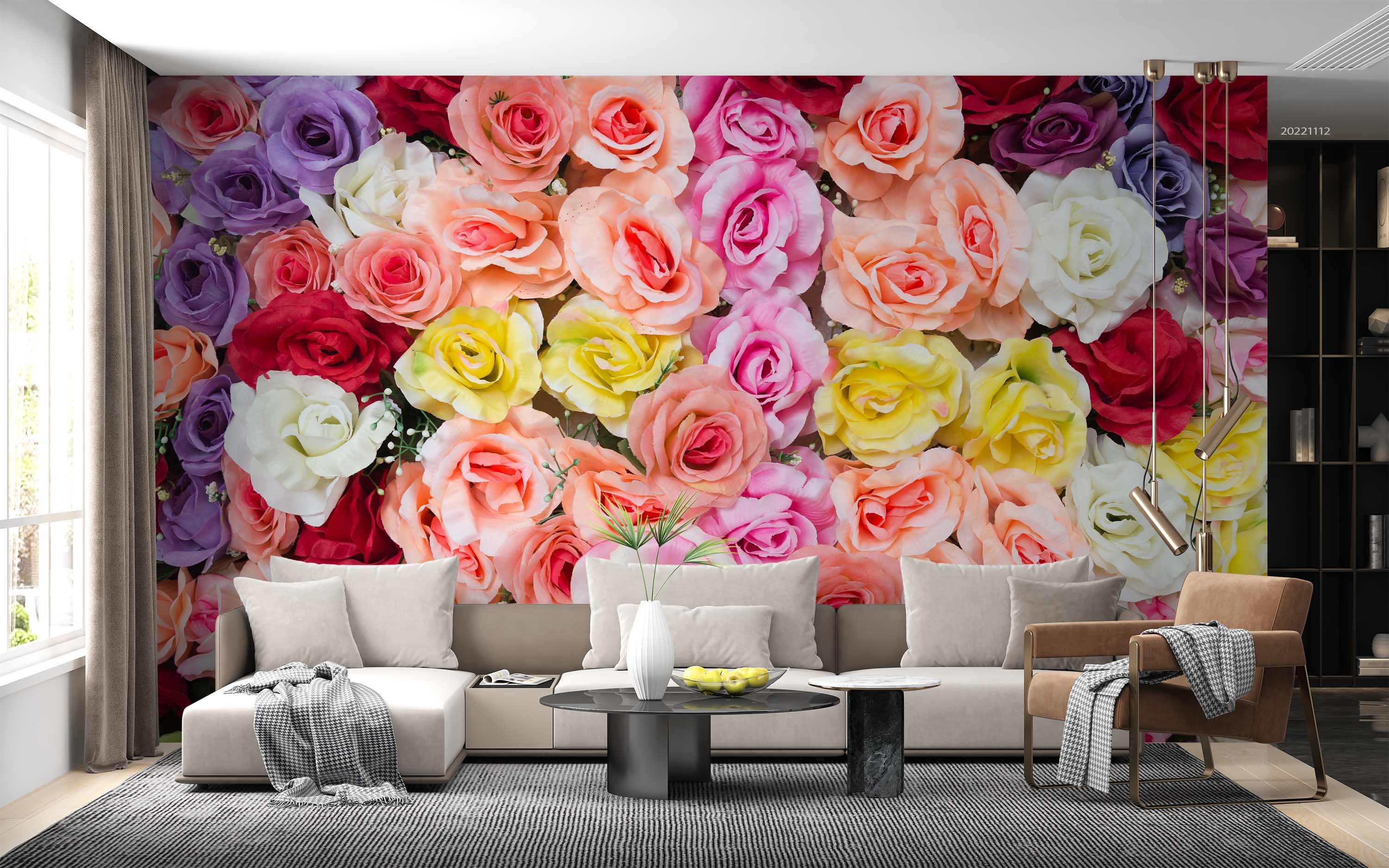 3D Beautiful Colorful Rose Flower Background Wall Mural Wallpaper GD 2411- Jess Art Decoration