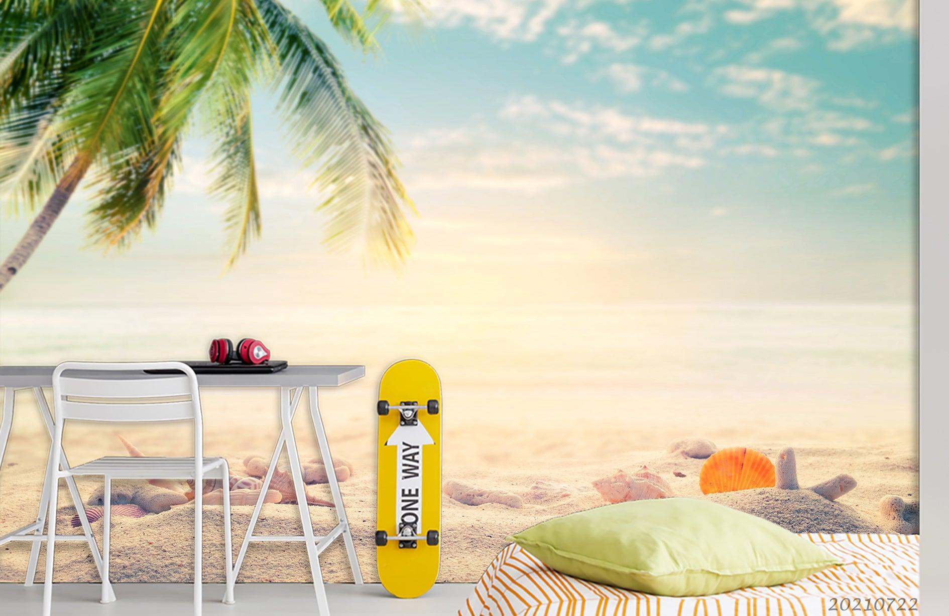 3D Sky Beach Palm Landscape Wall Mural Wallpaper LQH 199- Jess Art Decoration