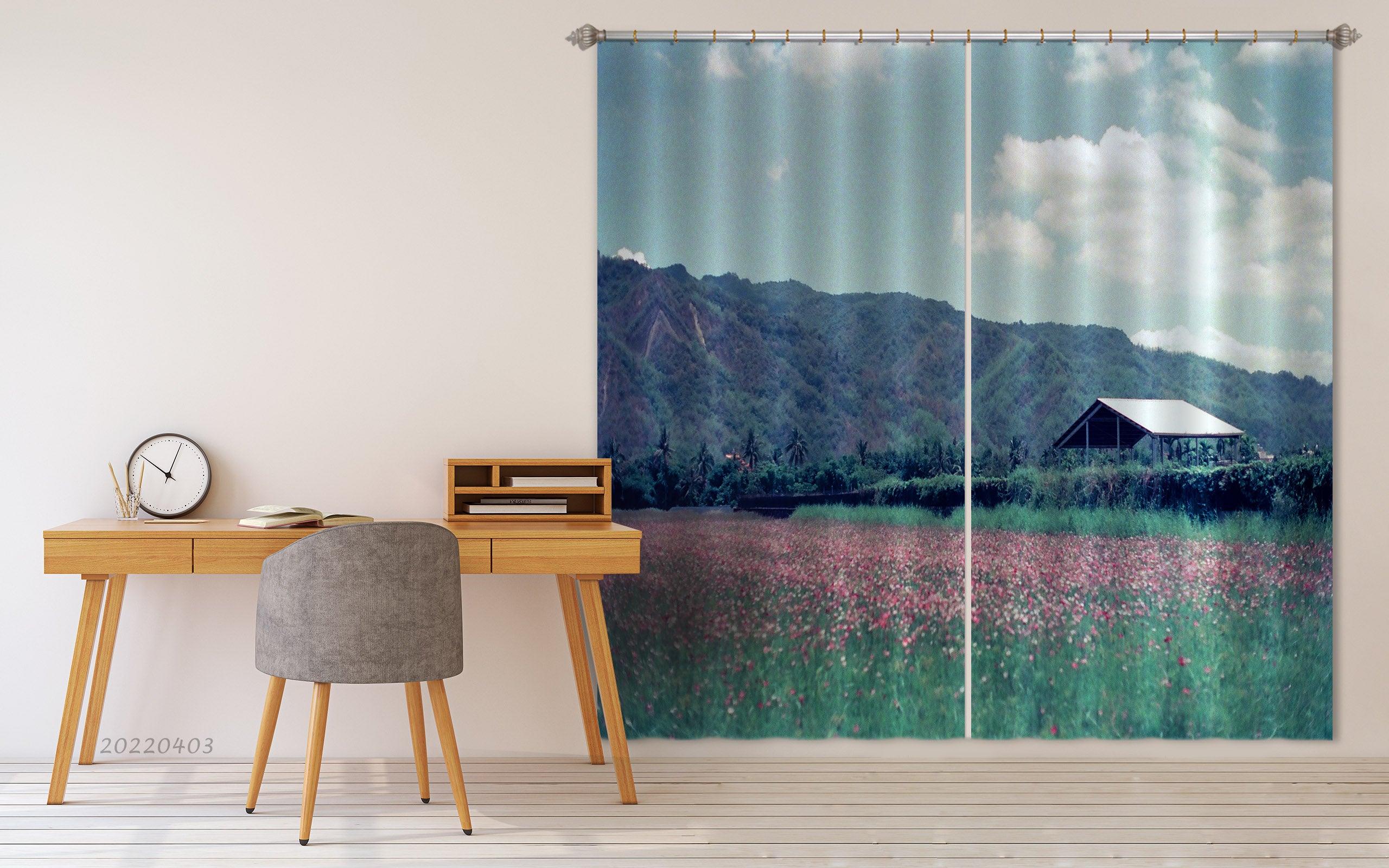 3D Landscape Mountain Green Plant Flower Curtains and Drapes GD 3321- Jess Art Decoration