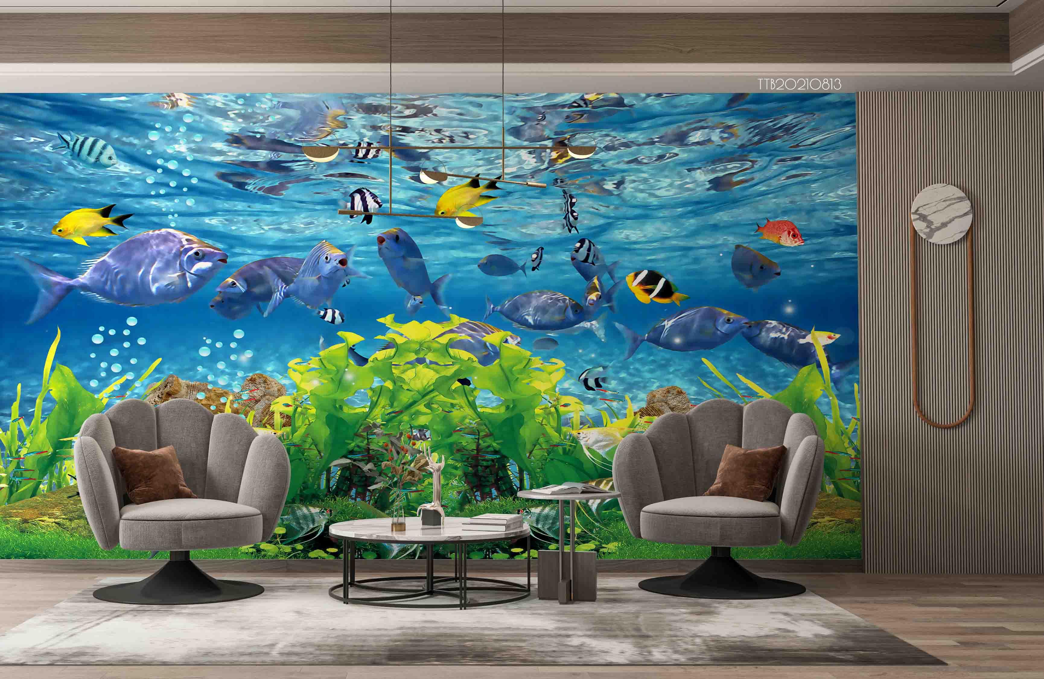 3D Underwater World Seaweed Fish Wall Mural WallpaperSWW5139- Jess Art Decoration