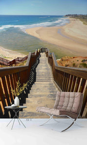 3D Stairs Ocean Nature Scene Wall Mural Wallpaper WJ 1363- Jess Art Decoration
