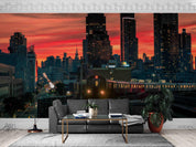 3D Dusk Sunset Glow City Landscape Wall Mural Wallpaper SWW4986- Jess Art Decoration