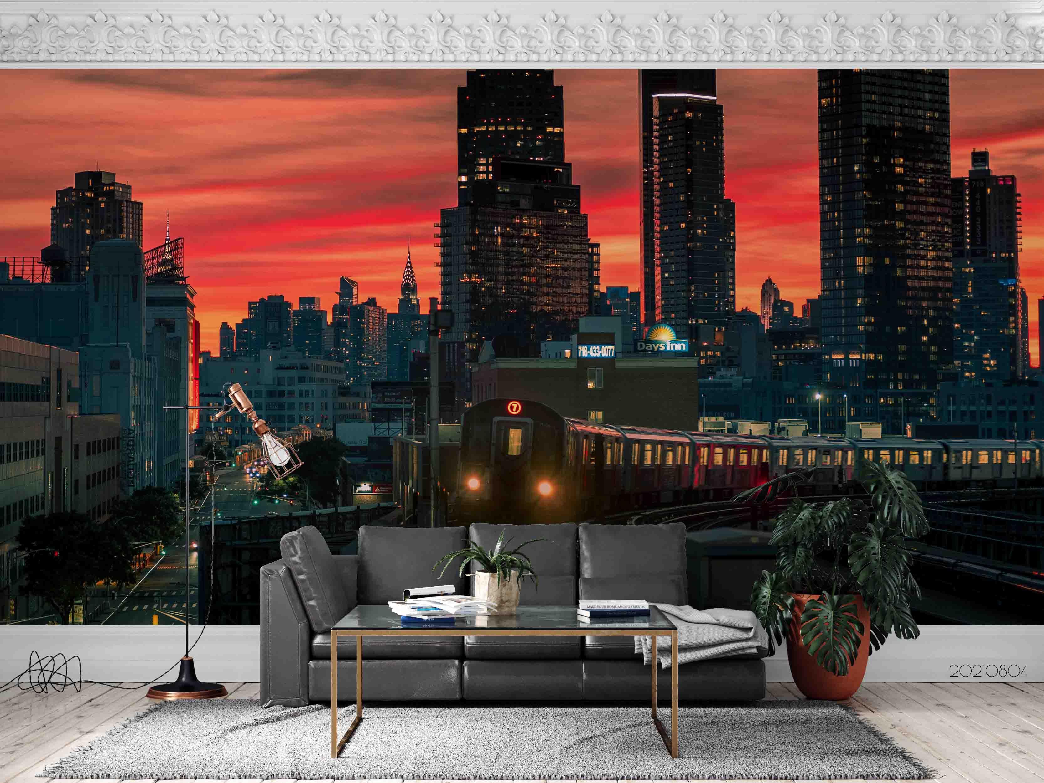 3D Dusk Sunset Glow City Landscape Wall Mural Wallpaper SWW4986- Jess Art Decoration