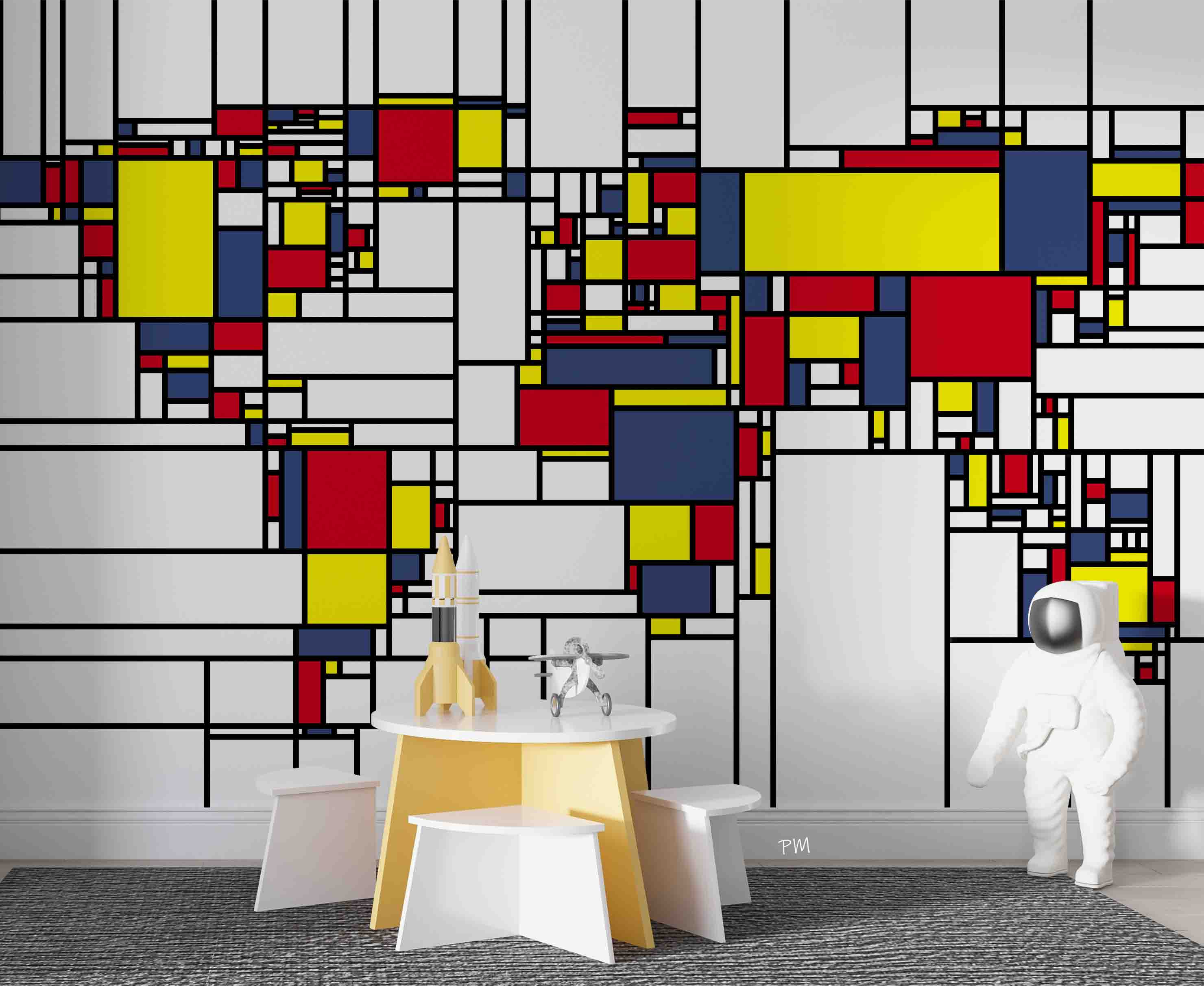3D Modern Piet Mondrian Style World Map Pattern Wall Mural Wallpaper GD 1163- Jess Art Decoration