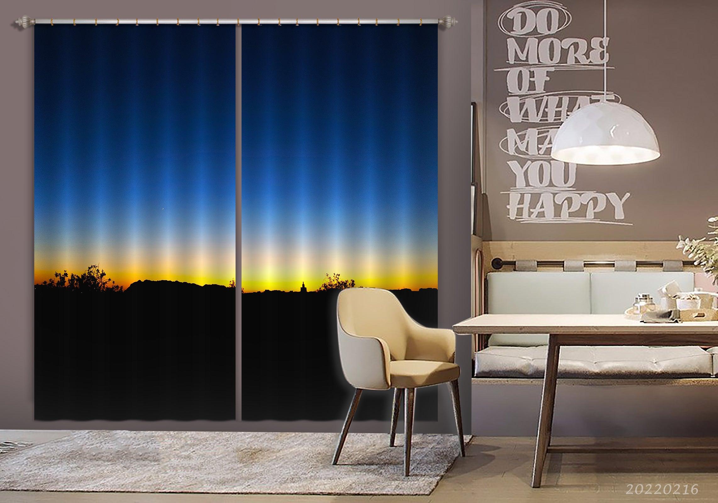 3D Blue Sky Sunrise Scenery Curtains and Drapes GD 2085- Jess Art Decoration