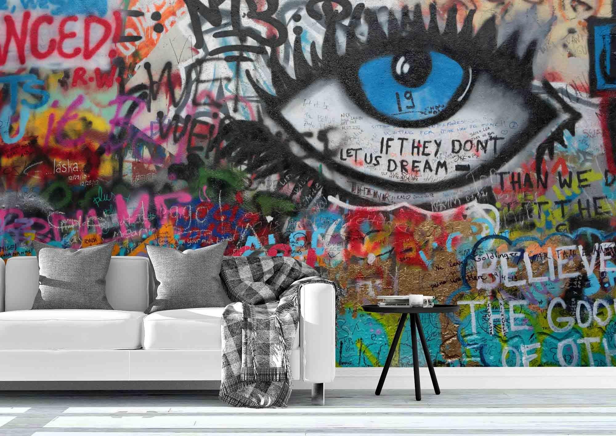 3D Graffiti Eye Wall Mural Wallpaper 244- Jess Art Decoration