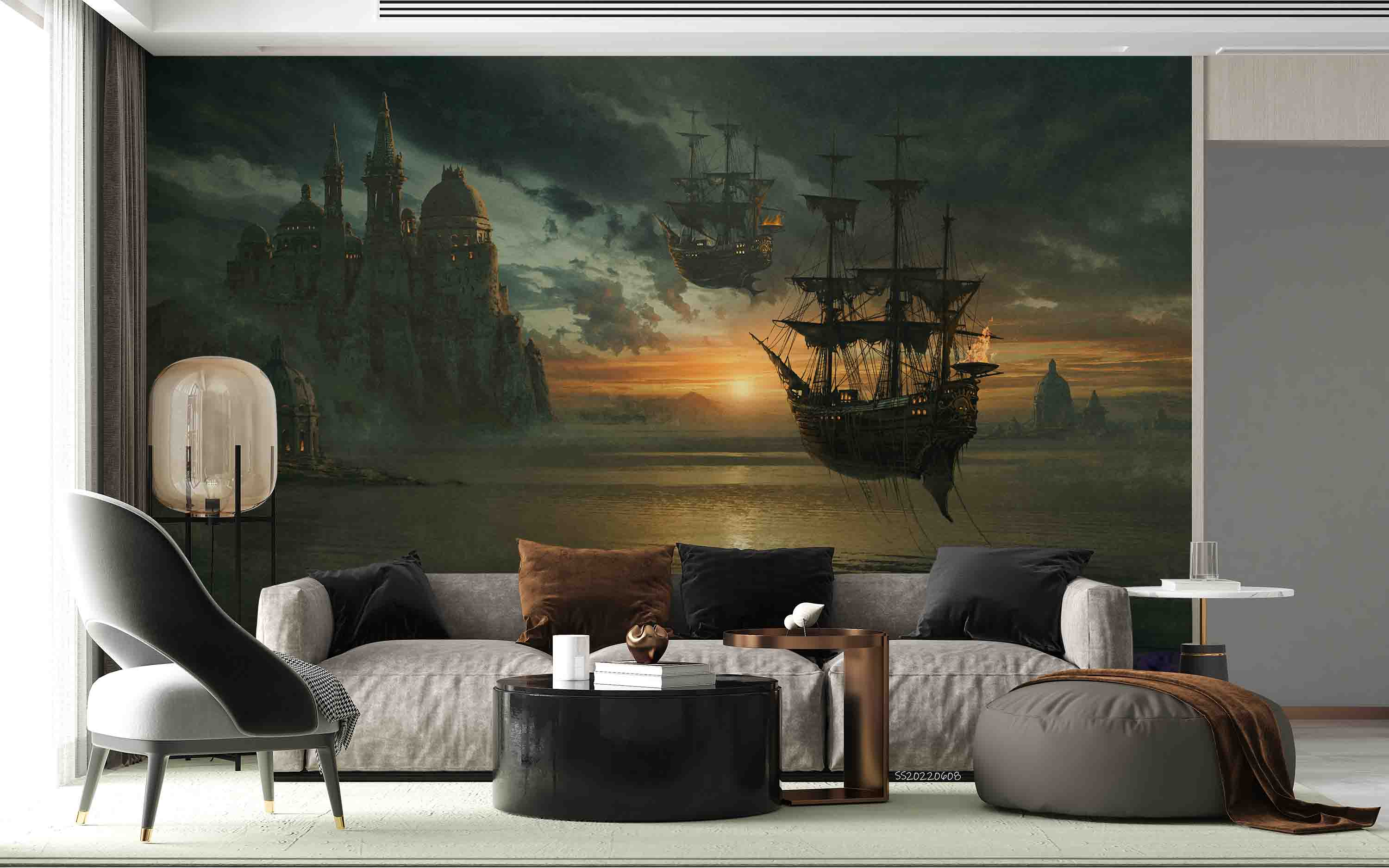 3D Fantasy Airship Landscape Wall Mural Wallpaper GD 400- Jess Art Decoration