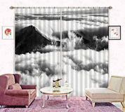 3D Landscape Mountain Peak Cloud Fog Black White Curtains and Drapes GD 4736- Jess Art Decoration