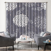 3D Hand Drawn Floral Peony Grey Curtains and Drapes LLL 674- Jess Art Decoration