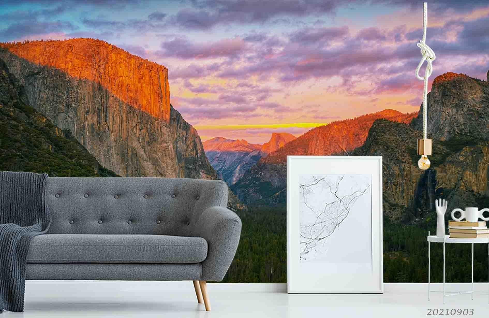 3D Sunset Sky Cloud Mountain Wall Mural Wallpaper LQH 98- Jess Art Decoration
