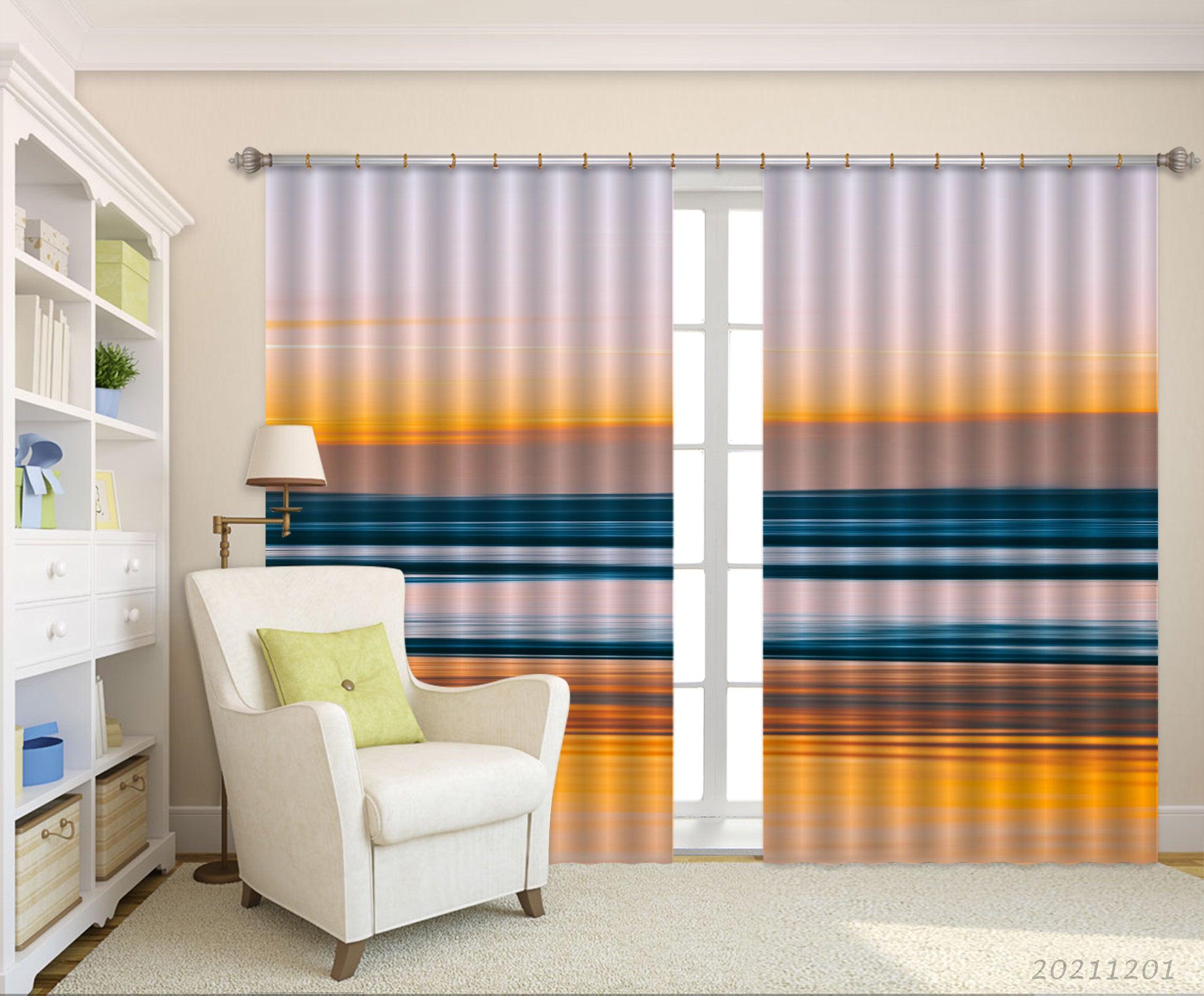 3D Abstract Blue Gold Pattern Curtains and Drapes LLL 99- Jess Art Decoration